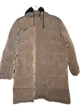 Centigrade Down & Feather Puffer Coat With Hood & Faux Fur Trim Size XL